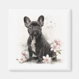 Imán Arte en Acuarela de Bulldog Francés Negro