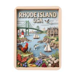 Imán Arte en capas de monumentos costeros de Rhode Isla