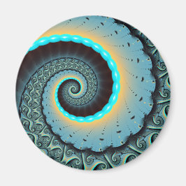 Imán Arte en espiral fractal abstracto azul turquesa na
