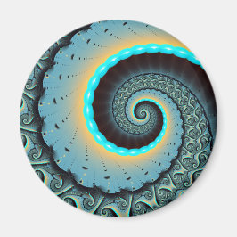 Imán Arte en espiral fractal abstracto azul turquesa na