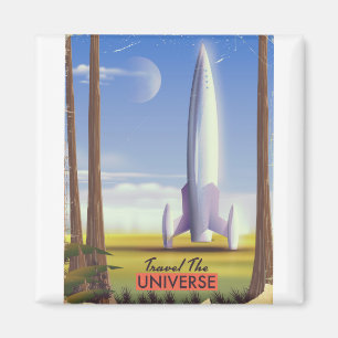 Imán Arte espacial retro del universo viajero.