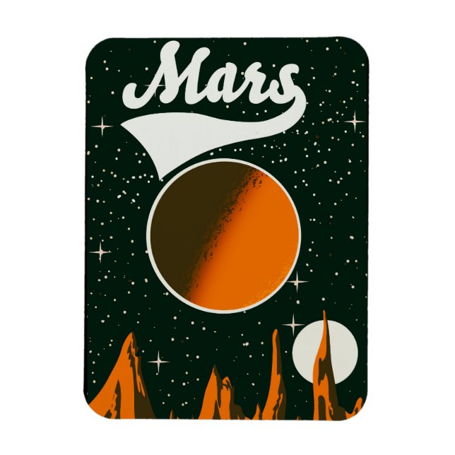 Imán Arte espacial vintage de Marte (Vertical)