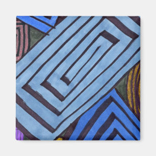 Imán Arte espiral de la bobina egipcia abstracta azul r
