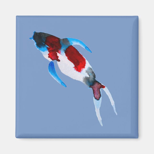 Imán Arte fino de acuarela de pescado de Koi (Frente)
