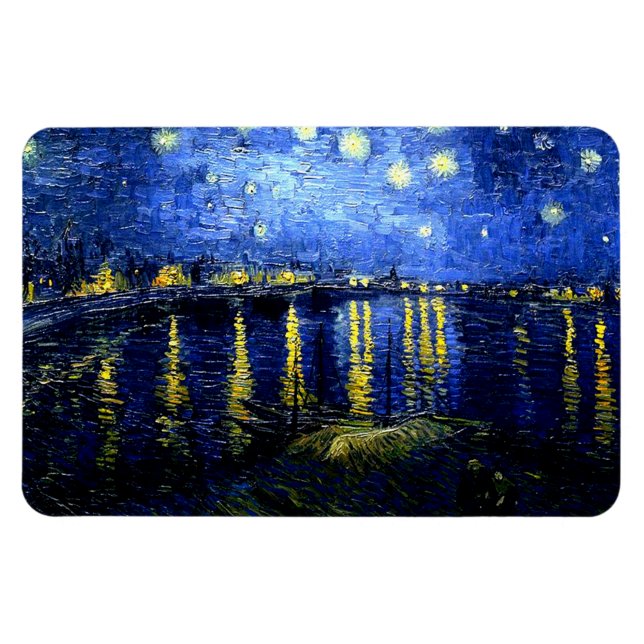 Imán Arte fino Van Gogh, noche estrellada sobre el Róda (Horizontal)
