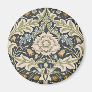Imán Arte floral azul marino de William Morris Severn