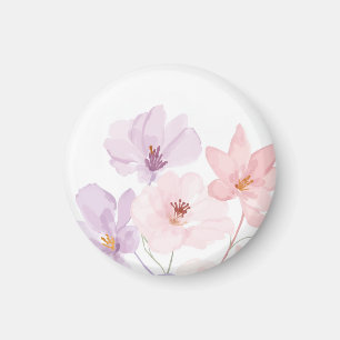 Imán Arte floral de acuarela suave – Rosa pastel y lava
