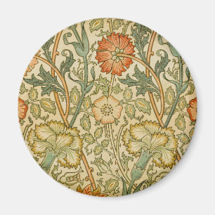 Imán Arte floral de borde de rosa rosa William Morris