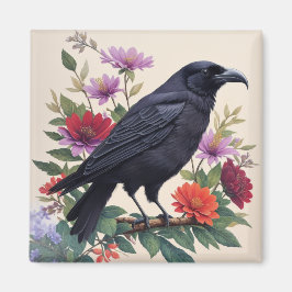 Imán Arte floral de color Raven