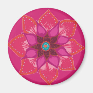Imán Arte floral de Mandala rosa