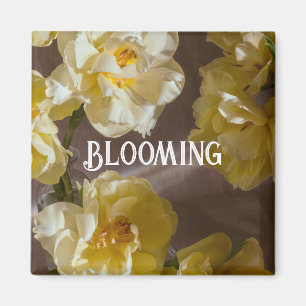 Imán Arte floral de tulipán amarillo elegante