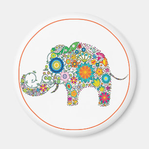 Imán Arte floral del elefante