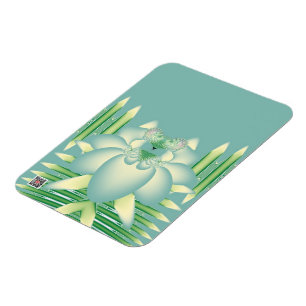 Imán Arte Floral Fractal Loto Menta Art Déco