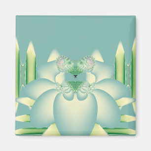 Imán Arte Floral Fractal Loto Menta Art Déco