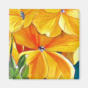 Imán Arte floral original acuarela floral