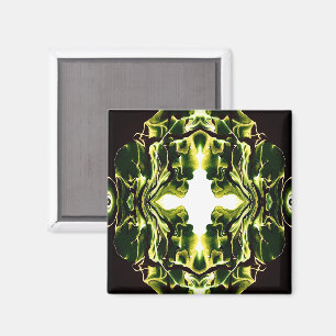 Imán Arte fluido abstracto acrílico verde exuberante
