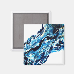 Imán Arte fluido de pintura acrílica abstracta azul abi