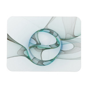 Imán Arte fractal abstracto moderno azul turquesa gris