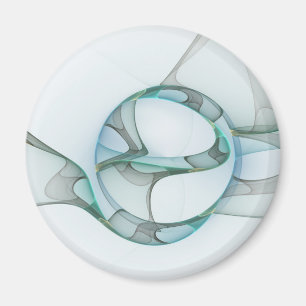 Imán Arte fractal abstracto moderno azul turquesa gris