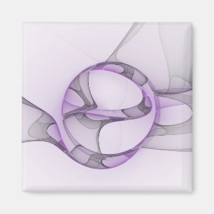 Imán Arte fractal abstracto moderno lavanda gris