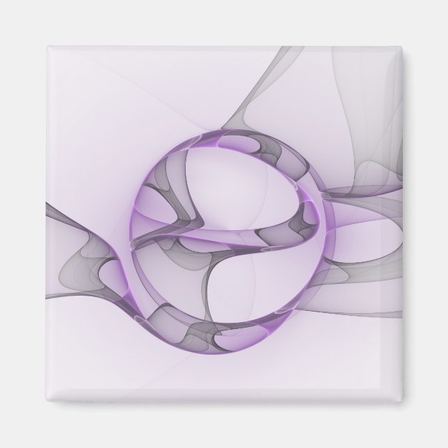 Imán Arte fractal abstracto moderno lavanda gris (Frente)