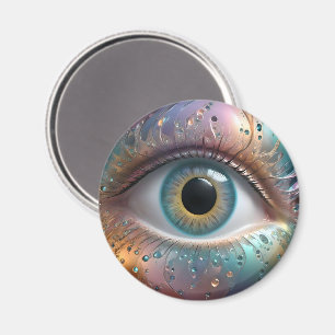 Imán Arte Fractal de Ojo Azul,