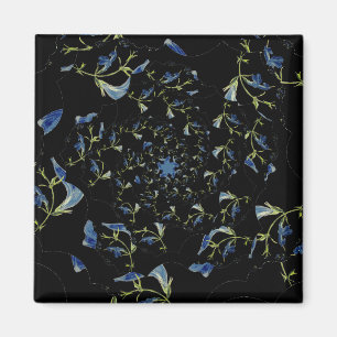 Imán Arte fractal de sabio azul y negro