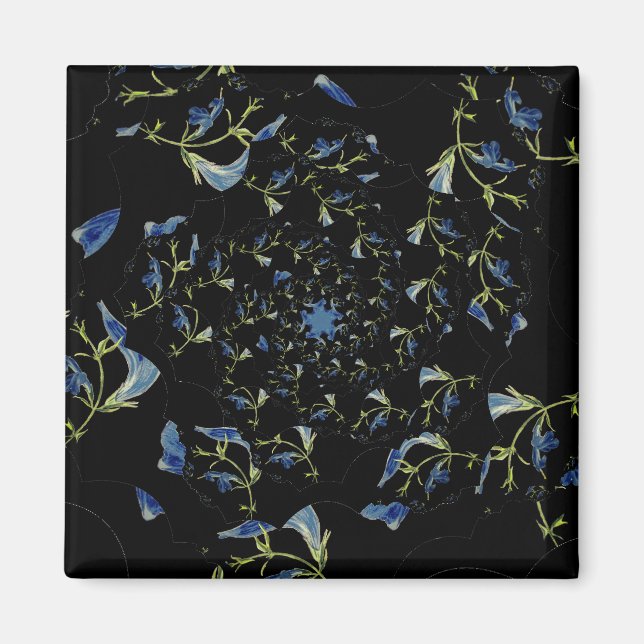 Imán Arte fractal de sabio azul y negro (Frente)