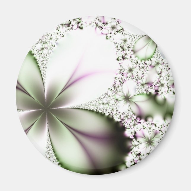 Imán Arte fractal floral (Frente)
