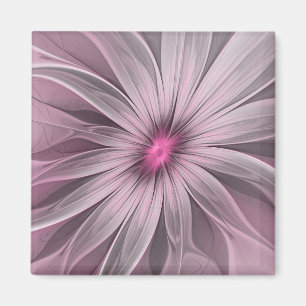 Imán Arte fractal floral abstracto de flor de ciruela d