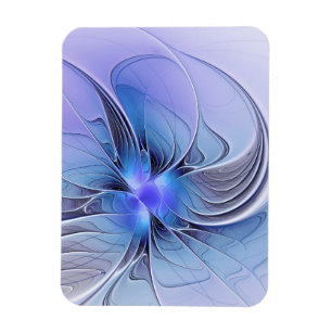 Imán Arte fractal moderno abstracto lavanda azul