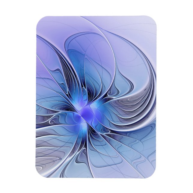 Imán Arte fractal moderno abstracto lavanda azul (Vertical)