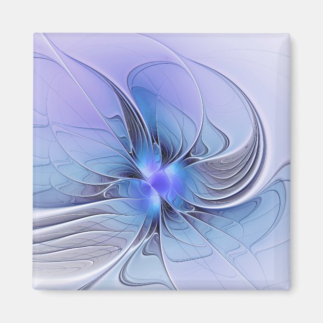 Imán Arte fractal moderno abstracto lavanda azul (Frente)