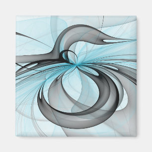 Imán Arte fractal moderno gris antracita abstracto