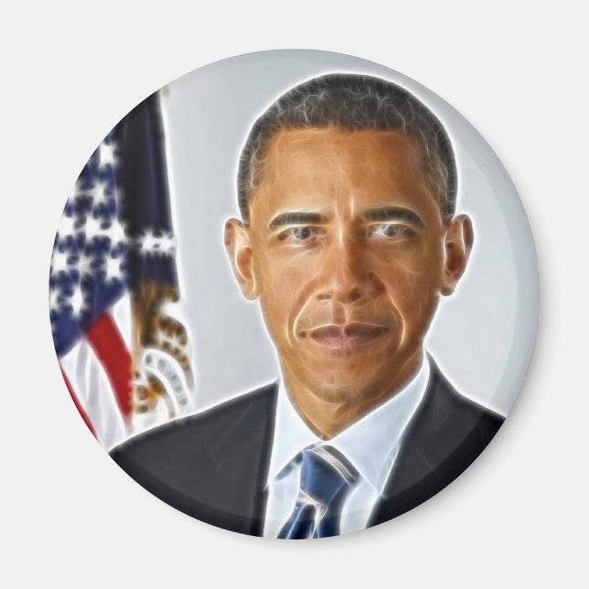 Imán Arte fractal, retrato oficial Barack Obama (Frente)