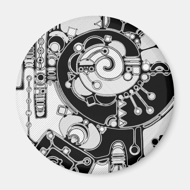 Imán Arte Geométrico Blanco Y Negro 4 (Frente)