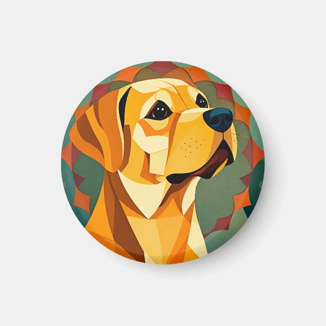 Imán Arte geométrico de perro Labrador Retriever amaril (Frente)