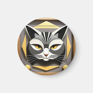 Imán Arte geométrico de un diseño abstracto de gato est