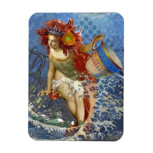 Imán Arte gótico azul de sirena de Acuario