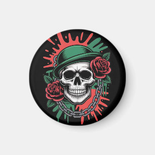 Imán Arte gráfico atrevido: cráneo con sombrero bowler