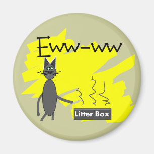 Imán Arte gris del gato--Caja de arena y gato Stinky