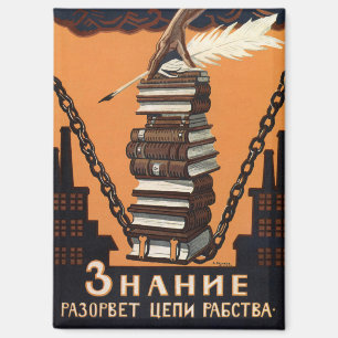 Imán Arte impreso de campaña de alfabetización vintage 