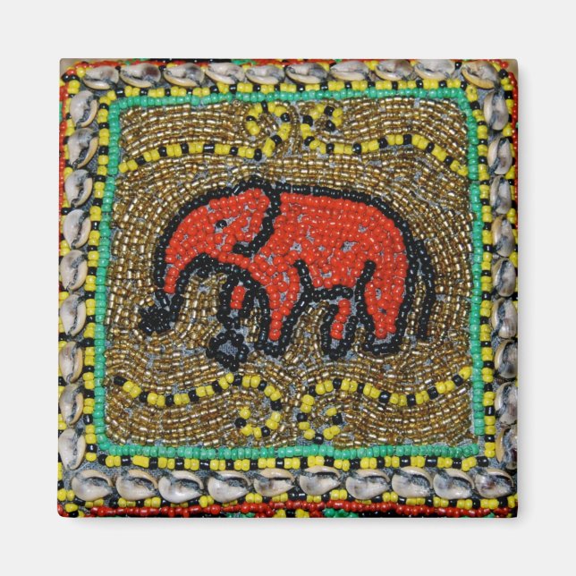 Imán Arte indígena de Dayak Elephant (Frente)