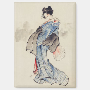 Imán Arte Japonés Tradicional de Geisha en Kimono