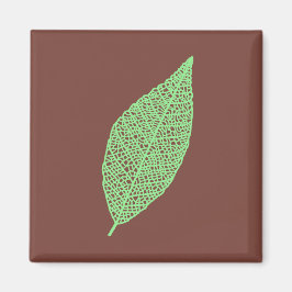 Imán Arte lineal de hoja esqueleto marrón y verde