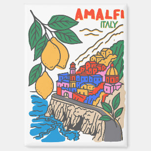 Imán Arte Mediterráneo Italiano de Amalfi Dibujado a Ma