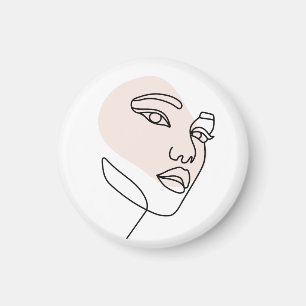 Imán Arte minimalista abstracto femenino de una sola lí