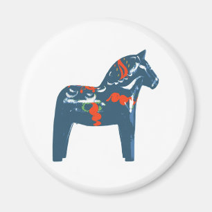 Imán Arte moderno azul Suecia del caballo de Dala