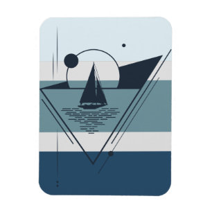 Imán Arte moderno de la embarcación de vela geométrica