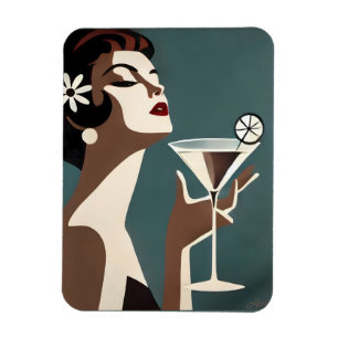 Imán Arte Moderno de Mitad de Siglo La DIva del Martini
